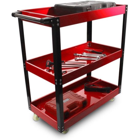 Werkstattwagen für Werkzeuge, rot, auf Rollen, mit Griff
