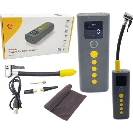 Koopman Autokompressor – Akku-Kompressor für unterwegs mit USB-Ladeanschluss (SHELL)