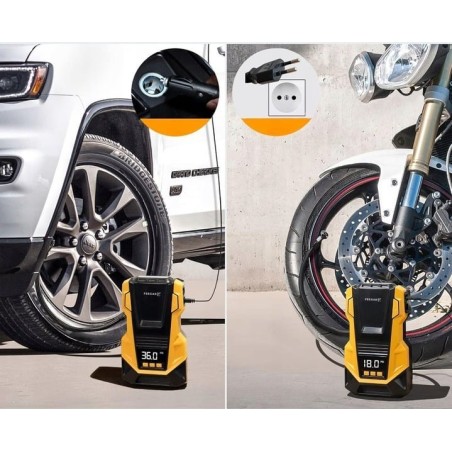 Feegar 12V/230V Autokompressor – tragbarer Kompressor für Reifen mit LED-Beleuchtung