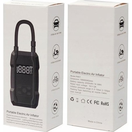 Wekome WEKOME Pi801 Autokompressor – Tragbare elektrische Autopumpe + Powerbank 2000 mAh (Schwarz)