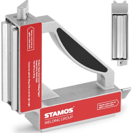 Stamos Germany Magnetischer Schweißhalter, Winkel, 2 Schalter, Winkel 90°, bis 50 kg Magnetischer Schweißhalter, Winkel, 2 Schalter