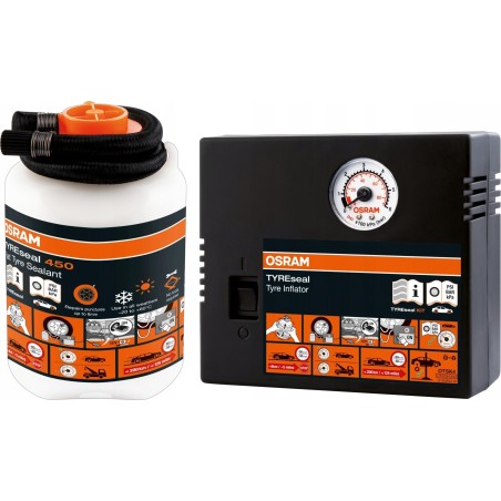 Osram TYREseal KIT OTSK4 – Autokompressor mit elektrischer Pumpe und Reifendichtmittel
