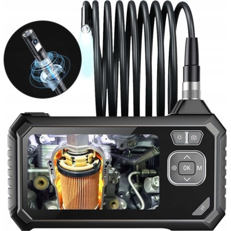 Inspektionskamera mit Bildschirm, Endoskop mit Zoom, um 360° drehbarer Kopf, 8 LEDs, 5 m, 8 mm