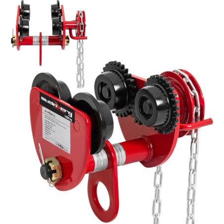 Steinberg Hängender Laufkatzenwagen für Traversen mit 3 m langer Kette, 1000 kg, 1 t Hängender Laufkatzenwagen für Traversen mit 3 m langer Kette, 1000 kg