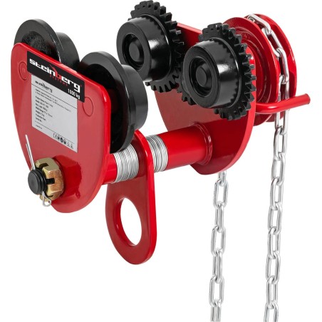 Steinberg Hängender Laufkatzenwagen für Traversen mit 3 m langer Kette, 1000 kg, 1 t Hängender Laufkatzenwagen für Traversen mit 3 m langer Kette, 1000 kg