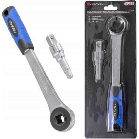 Forsage-Schlagschrauber, 1/2"-Steckschlüssel mit Ratsche, abgestuft