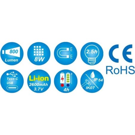 King Tony INSPEKTIONSTASCHENLAMPE 8 W COB 800 lm King Tony