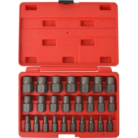 vidaXL 25-teiliges Set zum Herausdrehen von Vielkant-Schrauben, aus Stahl
