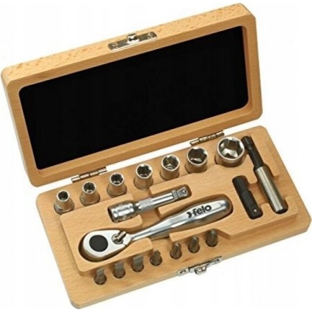 Felo-Werkzeugset 18-teiliges Werkzeugset in einer Holzbox Felo XS Classic 1/4