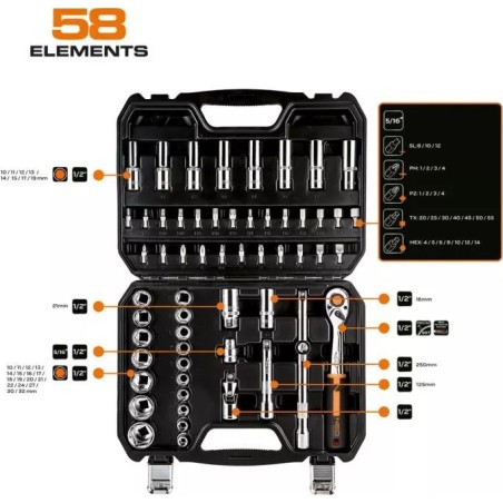 Werkzeugsatz Neo 10-042, 58-teilig (10-042)
