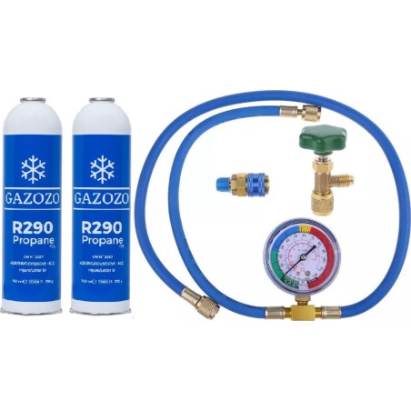 Litago-Set zum Befüllen mit dem Kältemittel Propan  R290 WÄRMEPUMPEN  Kühlschränke mit Freon, zwei Flaschen