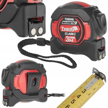 Doppelseitiges Nylon-Rollmaßband mit Magnet und automatischer Rücklaufsperre, 8 m/25 mm, KLASSE I – Display-Karton (6/60)