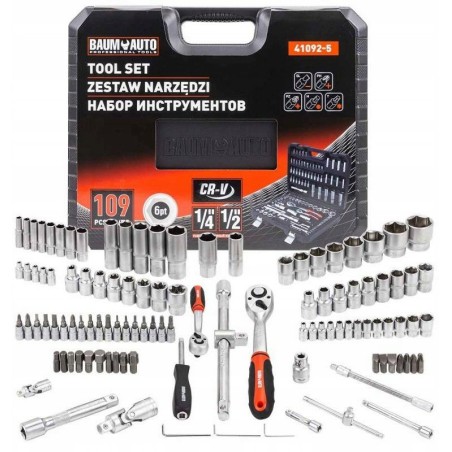 109-teiliges Werkzeugset (1/2" und 1/4") (Sechskant) (4–22 mm)