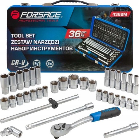 Forsage-Werkzeugsatz 1/2"-Werkzeugsatz, 36-teilig (8–32 mm) (Sechskant)