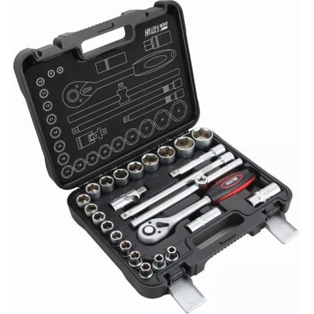 Dedra-Werkzeugset HILLEN&MOHR Steckschlüsselsatz 17K025A, 25-teilig, 18 x 1/2"