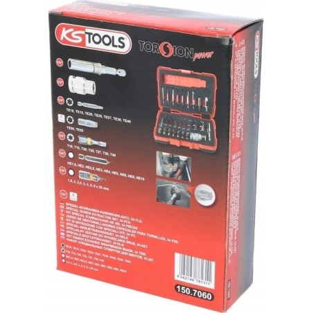 34-teiliges Set mit Schraubenausdrehern für beschädigte Schrauben von KS TOOLS, 1/4" und 10 mm