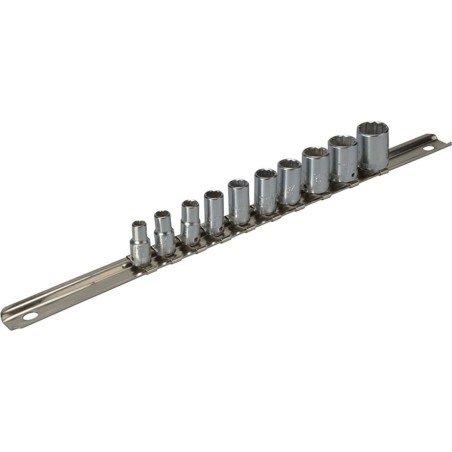 Stahlwille Werkzeugset 1/4"-Steckschlüsseleinsatz-Set 40aD 3/16"-9/16" auf Schiene, 10-teilig, STAHLWILLE