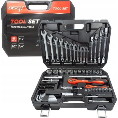 89-teiliger Werkzeugsatz 1/4" – 1/2" (Sechskant) (4–32 mm)