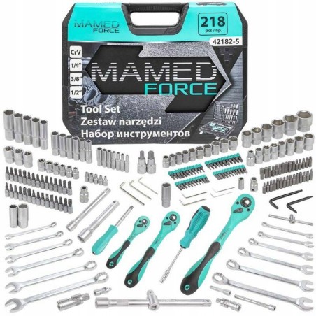 Werkzeugsatz, 218-teilig, 1/4", 3/8" und 1/2" (4–32 mm) (Sechskant)