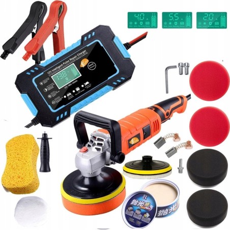 Rosfix Autopoliermaschine, Schleifmaschine, Schwamm + Ladegerät