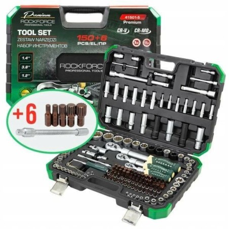 Werkzeugsatz 150 + 6 Teile, 1/4", 3/8", 1/2" (Sechskant)