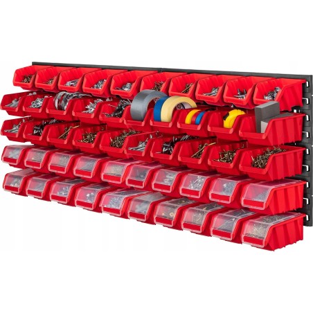 Kadax Werkzeugtafel 116 x 39, Wandhalterung für 50 Behälter