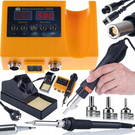 Rosfix Labornetzteil Rosfix AmpRush RARES-3210 32 V 10 A + 2-in-1-Lötstation (Heißluft und 900 M) Rosfix Orange Husky OH6