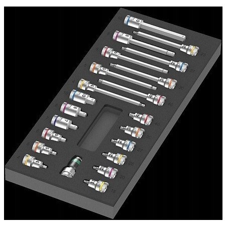 Wera-Werkzeugsatz 9723 mit Schaumstoffeinlage Zyklop B, 3/8-Zoll-Steckschlüsselsatz, 1, 22-teilig, Werkzeugsatz (schwarz/grau, in Schaumstoffeinlage für die Werkstatt)