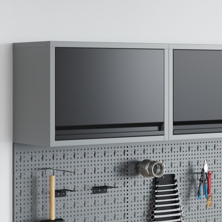 Wand-Werkzeugschrank mit Gasfeder-Türen, schwarz, 50 x 25 x 35 cm