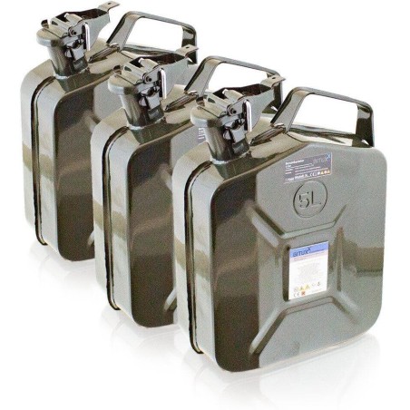 Kraftstoffkanister, 3x Benzinkanister, 5 l Fassungsvermögen, mit verriegelbarem Bajonettverschluss
