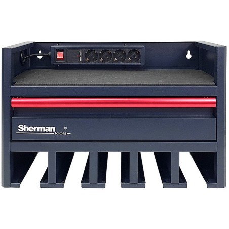 Werkstattschrank mit Hängeregal für Elektrowerkzeuge und Steckdosenleiste