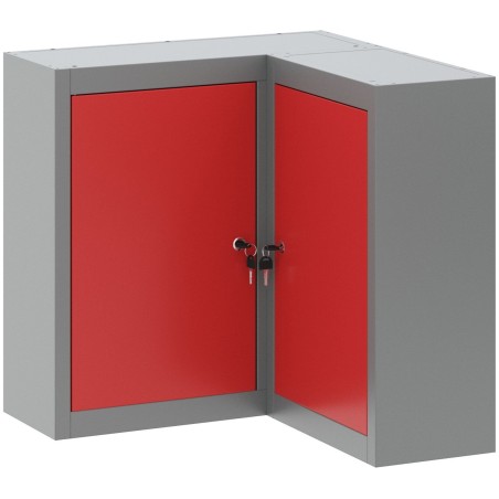 VidaXL Eck-Werkzeugschrank, wandmontiert und mit Schloss, roter Stahl