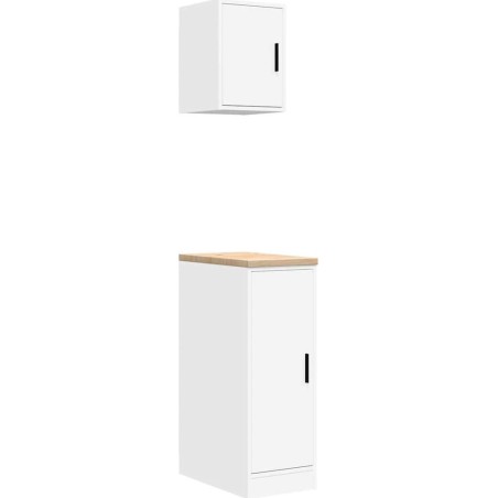 Garagenschränke, 2 Stück, weißes Leimholz