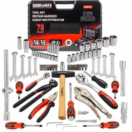 78-teiliges Werkzeugset (1/2" und 1/4") (Sechskant) (4–32 mm)