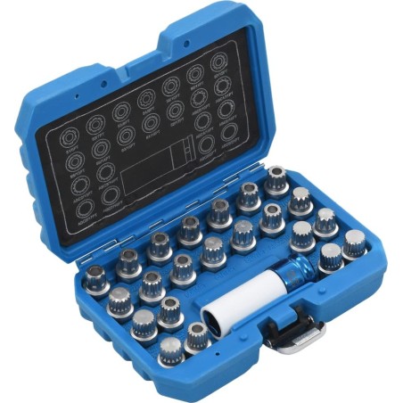 vidaXL Set mit 23 Steckschlüsseleinsätzen für Felgensicherungsschrauben für VAG (210490)