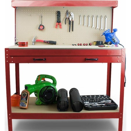 Bituxx Werkstatt-Werkbank mit Schublade und Hakenleiste (HD17726)