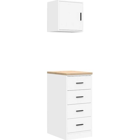 Garagenschränke, 2 Stück, weißes Leimholz