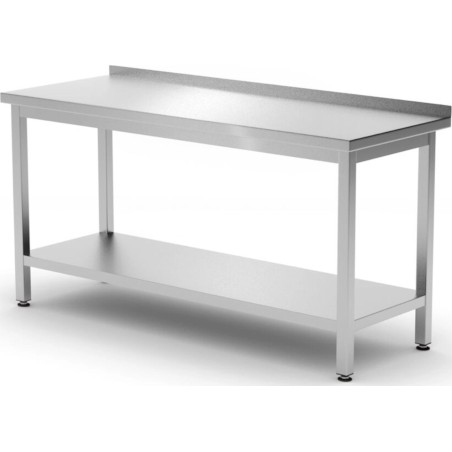 Hendi Wandmontierter Arbeitstisch mit Aufkantung und Ablage, Budget Line STAL, 1200 x 600 x 850 mm – Hendi 817285 Wandmontierter Arbeitstisch