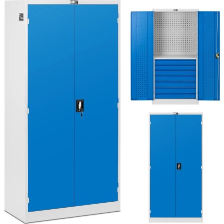 MSW Perforierter Werkstatt-Werkzeugschrank mit 7 Schubladen, 182 x 92 x 46 cm Perforierter Werkstatt-Werkzeugschrank mit 7 Schubladen, 182