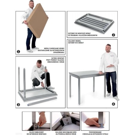 Hendi Wandmontierter Arbeitstisch aus Stahl mit Aufkantung, 120 x 70 x 85 cm – Hendi 812686 Wandmontierter Arbeitstisch aus Stahl mit Aufkantung