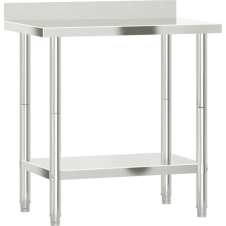 vidaXL Küchentisch mit Aufkantung, 82,5 x 55 x 93 cm, Edelstahl