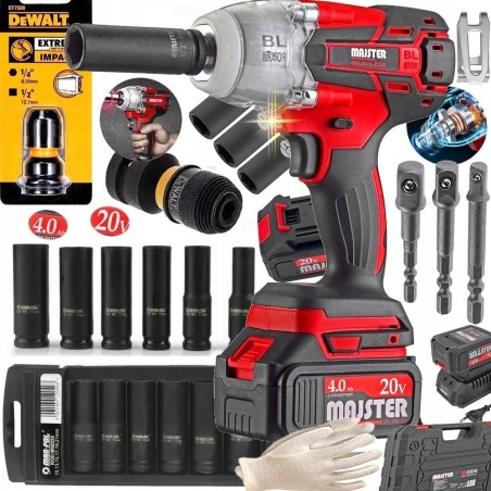 Akku-Schlagschrauber für Räder, 1/2", bürstenlos, leistungsstark, 2x 4-Ah-Akku, 750 Nm, 20 V