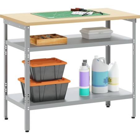 Arbeitstisch von vidaXL, grau, braun