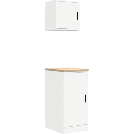 Garagenschränke, 2 Stück, weißes Leimholz