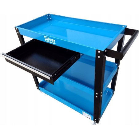 Silver Werkstattschrank mit 3 Einlegeböden + Schublade, silberfarben