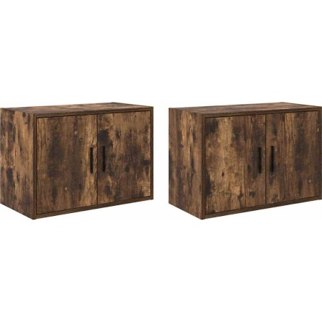 Wandschränke für die Garage, 2 Stück, geräucherte Eiche, Leimholz