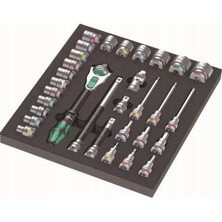 Werkzeugset Wera Wera 9722 mit Schaumstoffeinlage 8000 C Zyklop 1/2-Zoll-Ratschen-Set, 31-teilig, Werkzeugset (schwarz/grau, Ratsche und Steckschlüsseleinsätze)