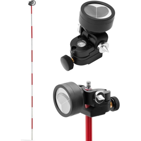Steinberg Mini-Prisma, Vermessungsspiegel mit Messstange, silberbeschichtet, Durchmesser 3,5 cm, 1,26 m Mini-Prisma, Vermessungsspiegel