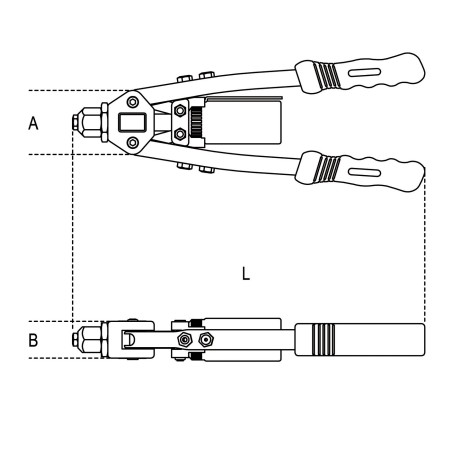Beta Tools Hebel-Nietmaschine 280 mm + 5 austauschbare Aufsätze (1740B/280)
