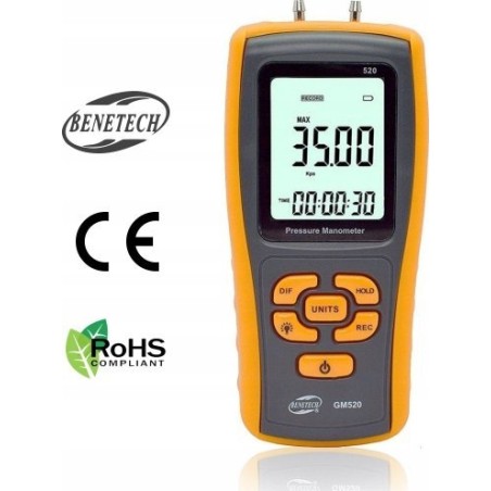 Digitales Differenzdruckmessgerät mit USB-Anschluss +